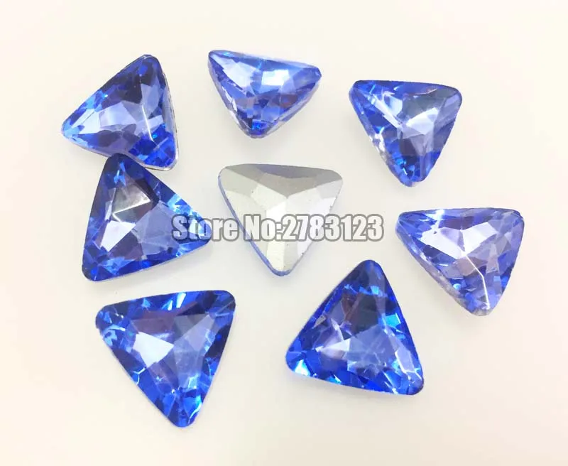 Factory sales Light blue Triangle AAA Glass Crystal pointback rhinestones Mobile phone/nail art/diy/ accessories Free shipping | Дом и сад