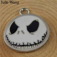julie wang 6pcs enamel white funny ghost grim reaper trendy alloy charms pendants bracelets findings jewelry making accessory