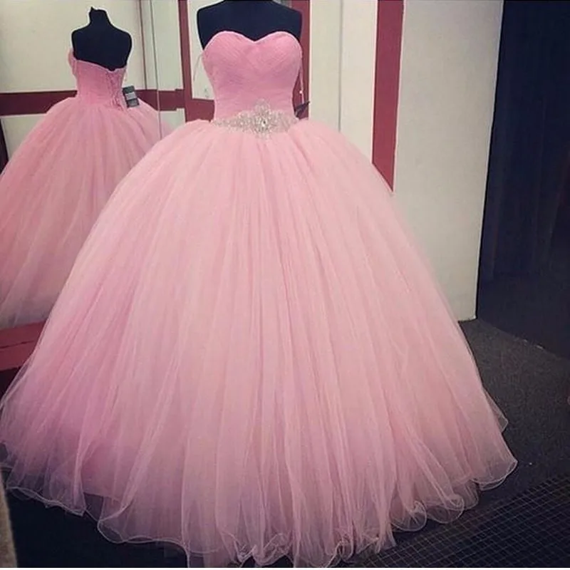 

Pink Ball Gown Quinceanera Dresses Beaded vestidos de 15 anos Cheap Sweet 16 Dresses Debutante Gowns Dress For 15 Years