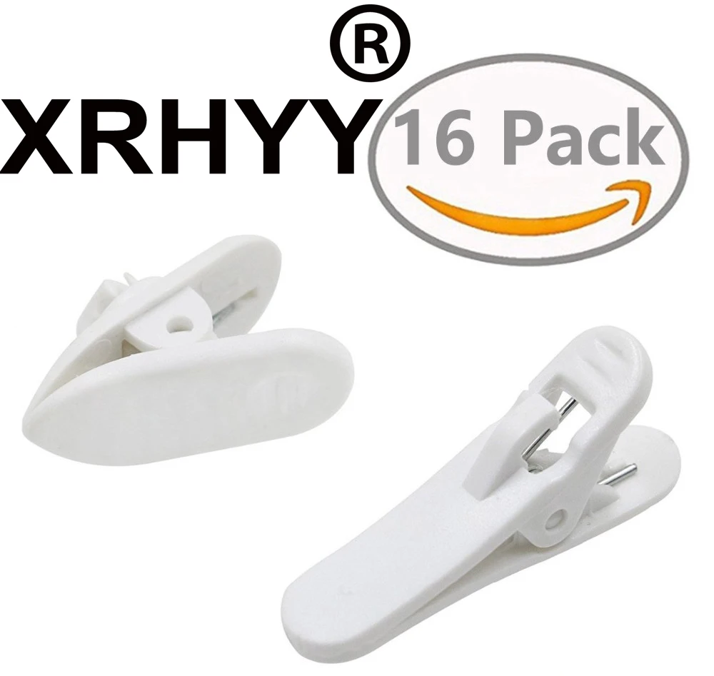 XRHYY 2Sizes 16Pcs White 360Degree Rotate Earphone Mount Cable Clothing Clip for Most Monster Sony Sennheiser Headset Headphones