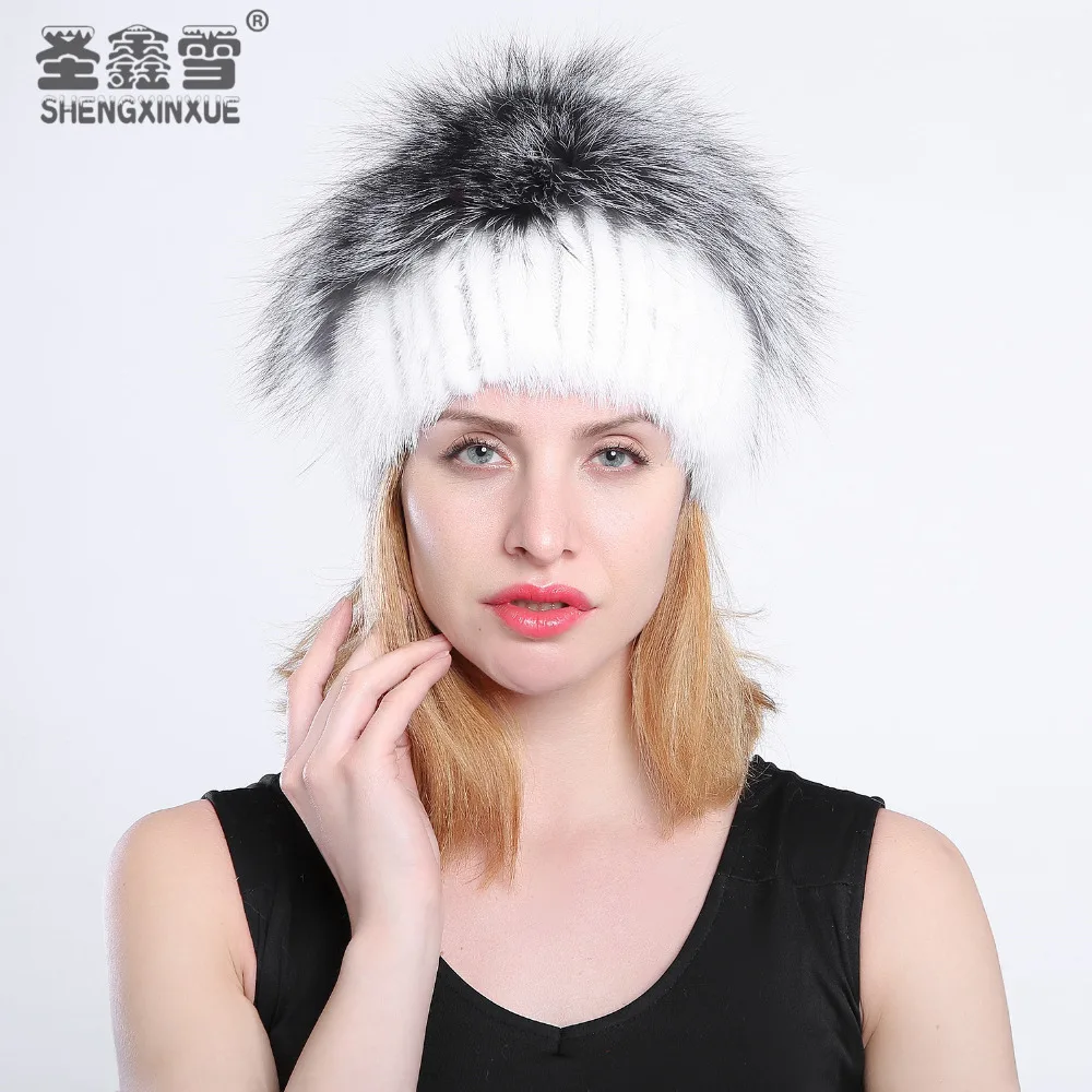 2017 Лидер продаж модные зимние теплые женские вязаные шапки норковые