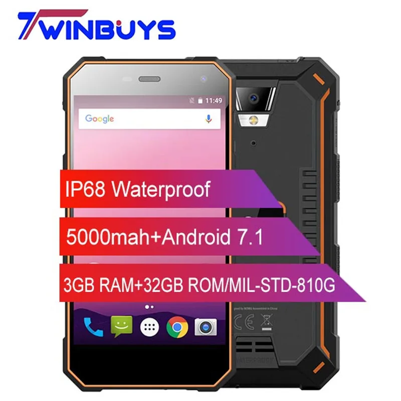 IP68 Водонепроницаемый Nomu S10 Pro мобильный телефон 5000 мАч Быстрая зарядка 3 ГБ + 32 Гб 5 0