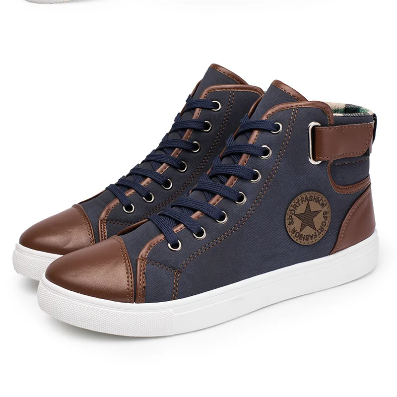 2019 New Arrive Men Causal Shoes Autumn Winter Front Lace-up Leather Ankle Boots Man Casual High Top Canvas Shoe Superstar | Обувь