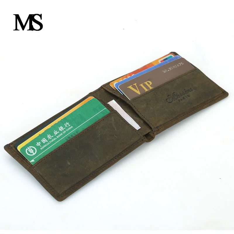 MS высококачественный мужской кошелек из натуральной кожи мини для мужчин