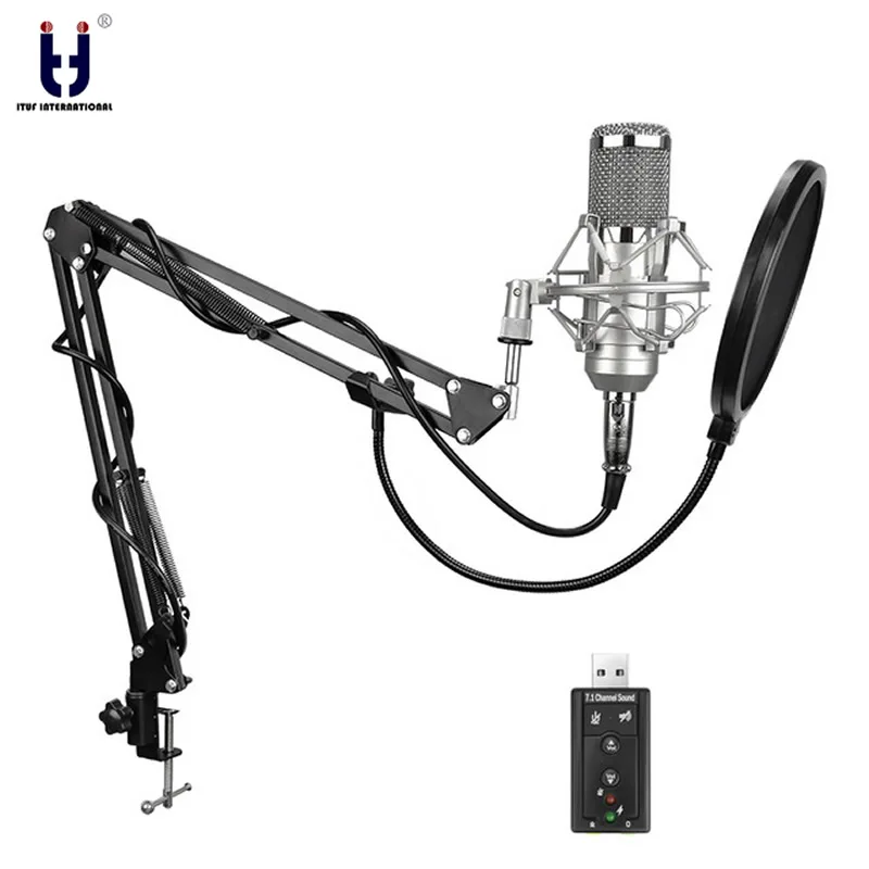 Ituf BM-800 Studio Broadcasting Recording Condenser Microphone S35 Adjustable Suspension Scissor Arm Stand Mounting Clamp Kit