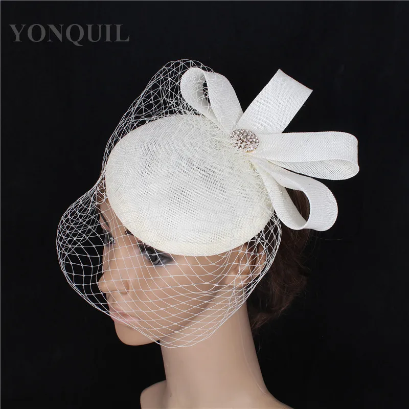 Chapéu fascinator feminino de casamento, chapéu fascinator com faixa de cabeça malha de casamento