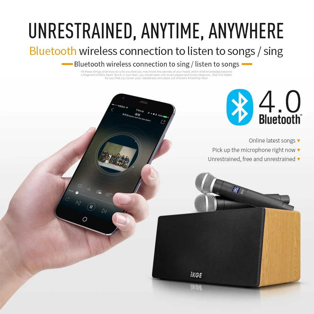 I 200K динамик с усилителем Echo UHF беспроводной двойной ручной микрофон USB Bluetooth для