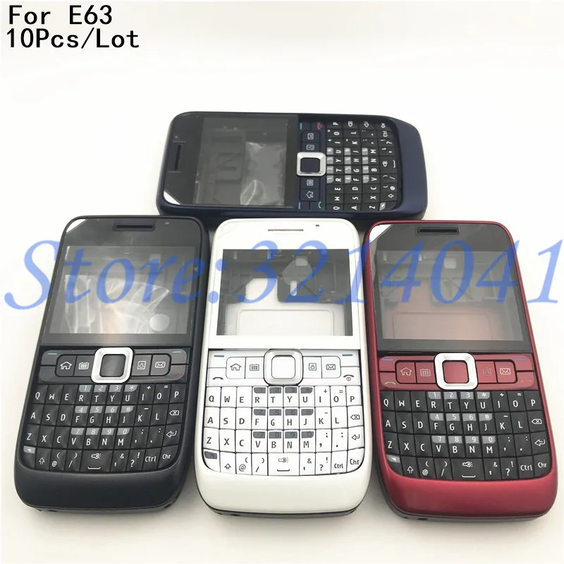 10Pcs/Lot Good quality New Full Complete Mobile Phone Housing Cover Case+Enlish Keypad For Nokia E63 + Logo