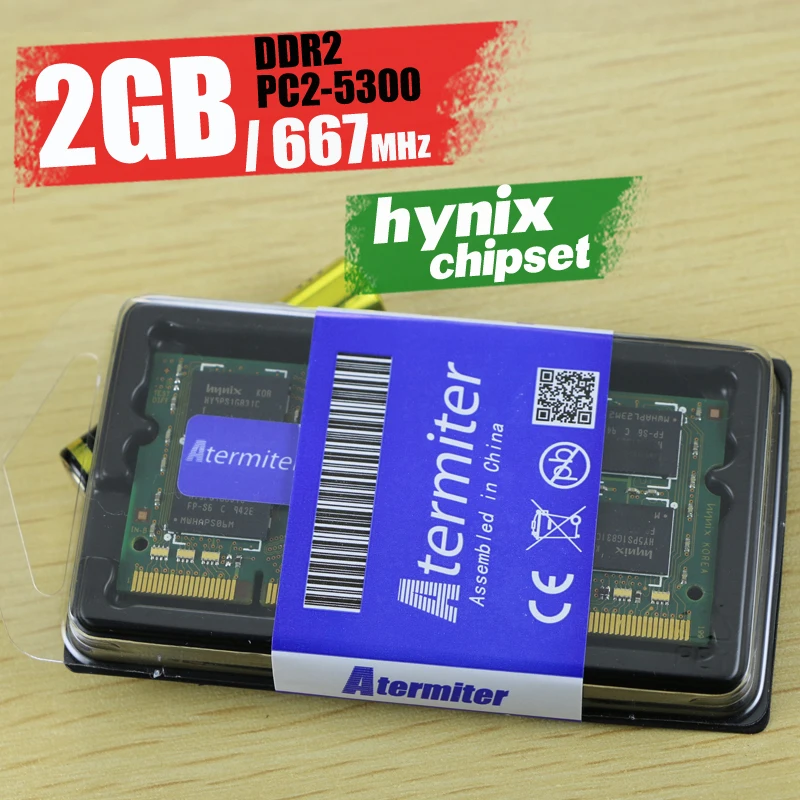 Atermiter 2G 2GB DDR2 pc2 5300 667Mhz 2RX8 память ноутбука 2G pc2-5300S ddr2 667 MHZ 200pin ram ноутбука(чипсет hynix