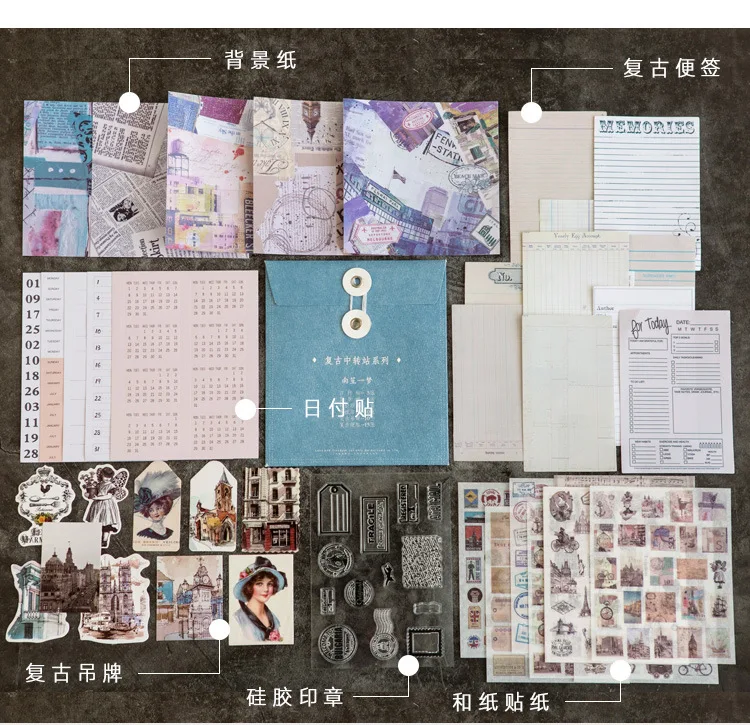 Ретро серии DIY коллаж сцена наклейки из бумаги васи Скрапбукинг Стикеры для украшения дневника набор