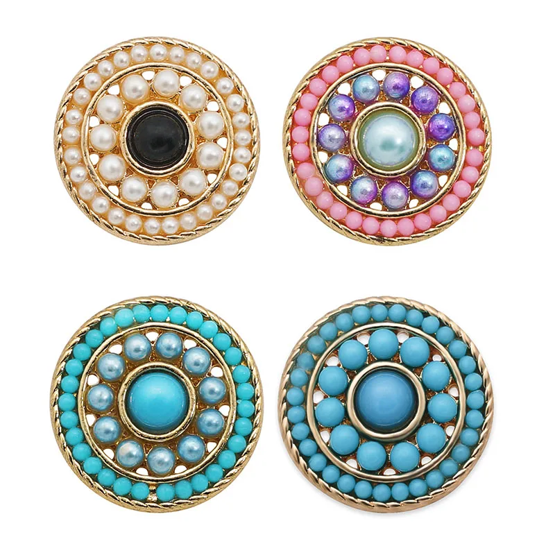 KZ3303 New Fashion Beauty Golden Round Beads 22mm snap buttons fit 18mm jewelry wholesale | Украшения и аксессуары