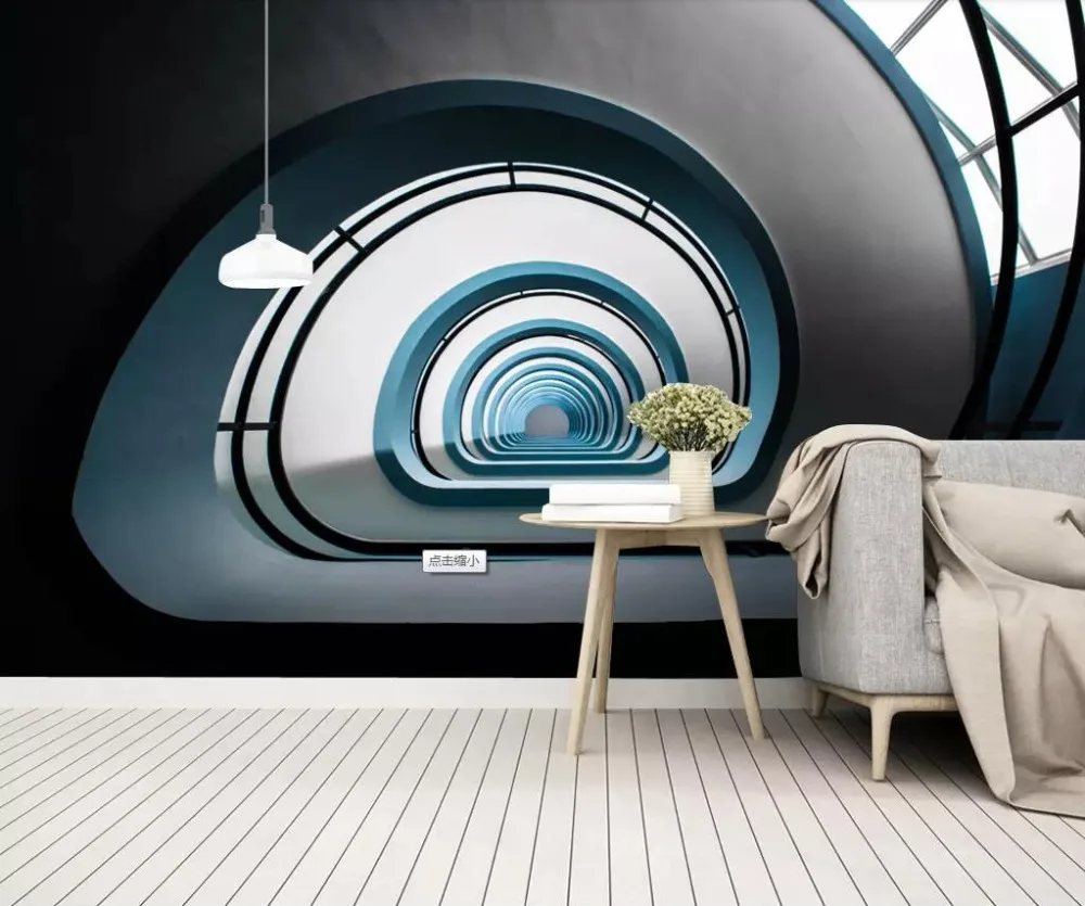 3D three-dimensional European retro extension space tunnel industrial wind background wall painting | Обустройство дома