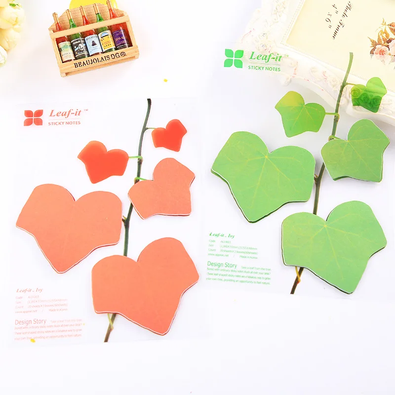 Kalove 1 шт. креативная форма листа Sticky Notes 60 листов Kawaii Sticky Notes красный/зеленый дополнительный блокнот