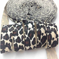 10 yards 58 leopard print fold over elastic cheetah foe ribbon diy hair accessories webbing wristband bracelet