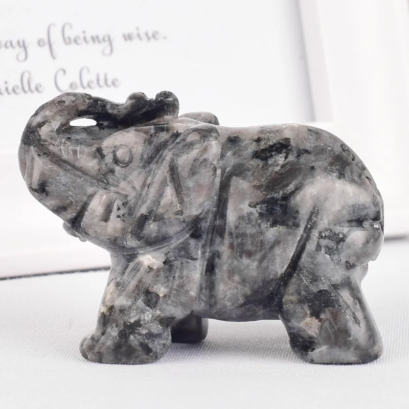 2 дюйма природные драгоценные камни Лабрадорит фигурки слонов резные кварцевые