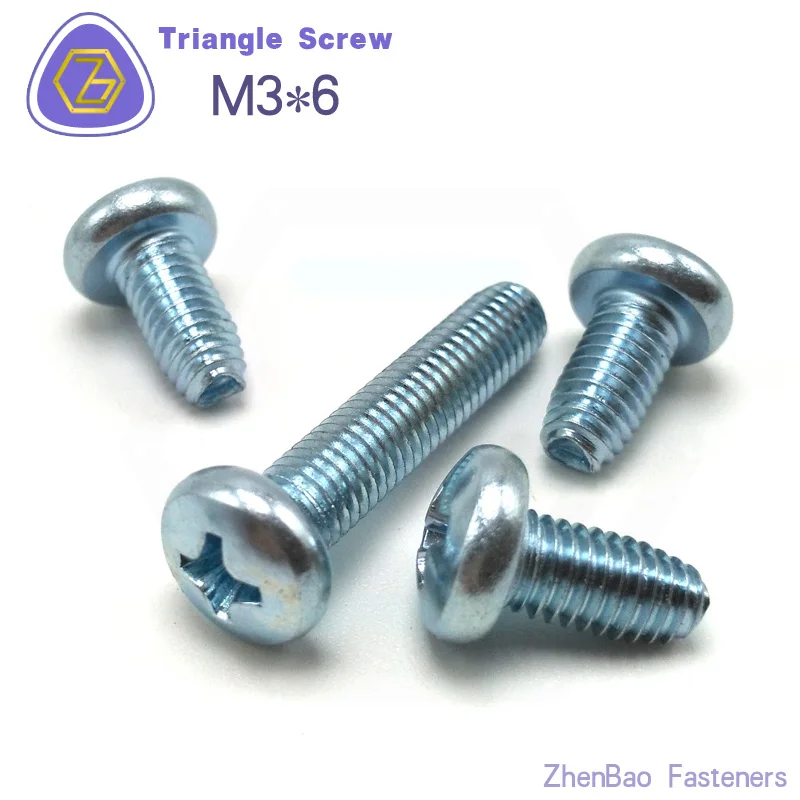 M3 * 6 200 шт метрические треугольные Резьбовые болты поворотные шурупы Phillips
