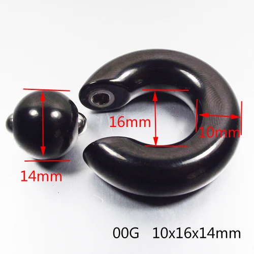 Кольцо-Петля из нержавеющей стали для пирсинга большого размера черное