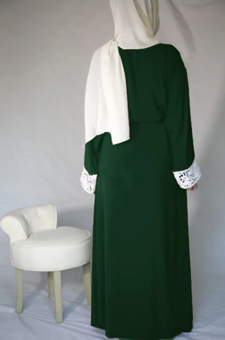 Мусульманское платье женское кружевное Абая спереди мусульманское Макси кафтан