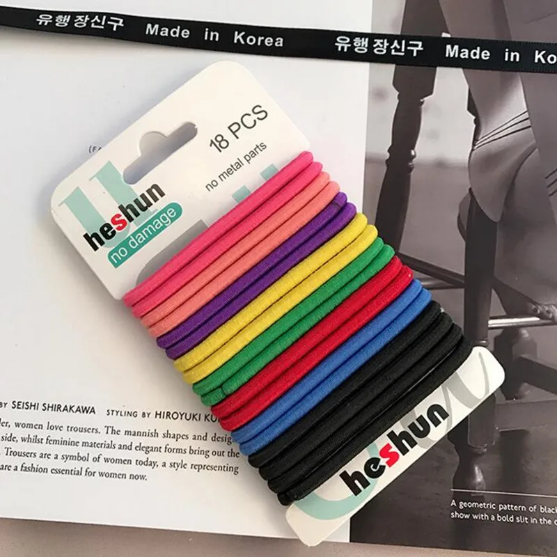 

18pcs/lot Fashion Women Basic Stretch Colorful Elastic Hair Bands Set High Quality Nice Colors Rubber Bands Hair Scrunchies