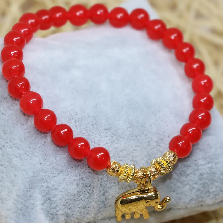 Темно-красные нефритовые бусины из натурального камня халцедона 6 мм круглые