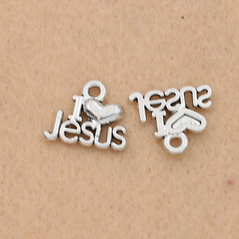 Подвеска Шарм Я люблю Иисуса для браслета ожерелья тибетское посеребренное