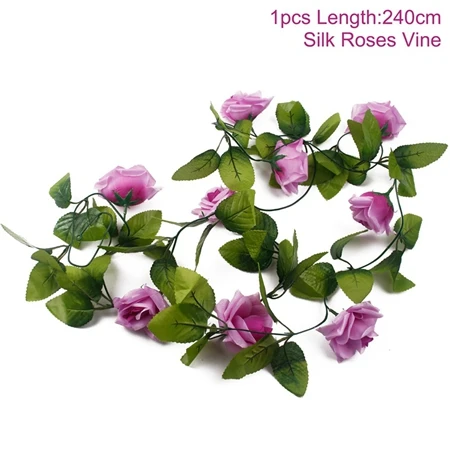 purple FENGRISE 2 м Сакура вишня украшение для свадебной арки из ротанга искусственные виноградные цветы Шелковый Плющ украшение комнаты невесты висячая гирлянда - Цвет: purple