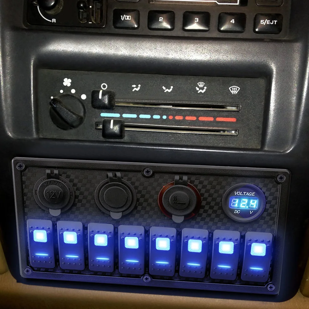 12/24 V 8 панель блока переключателей выключатель вольтметр USB светодиодный для