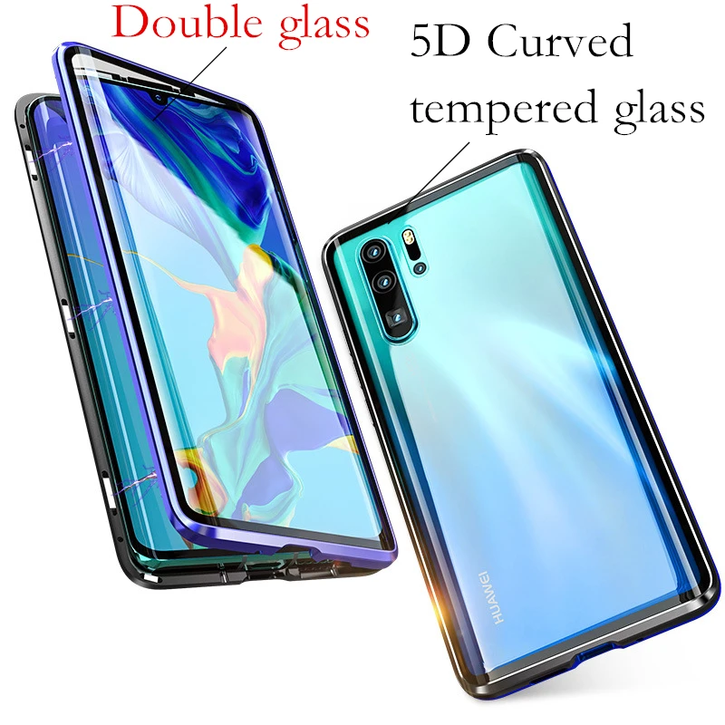 Чехол для Huawei P30 lite 360 градусов Магнитная Адсорбция передний + задний двусторонний