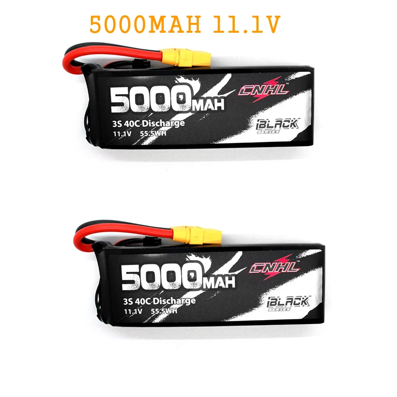 2PCS 11.1V 3S 1/из 2 предметов CNHL черная серия 5000 мА/ч, 11,1 V/14,8 V 3S 4S 40C Lipo Батарея XT90 Разъем для RC Дроны с видом от первого лица Квадрокоптер Мощность зарядки - Цвет: 2PCS 11.1V 3S