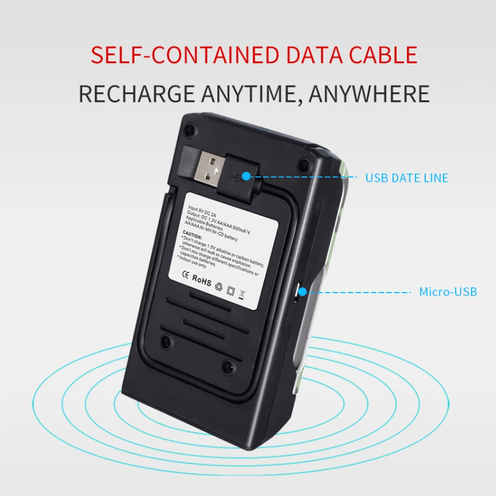 Умное зарядное устройство PALO 4 слота ЖК-дисплей USB для аккумуляторных батарей AA AAA