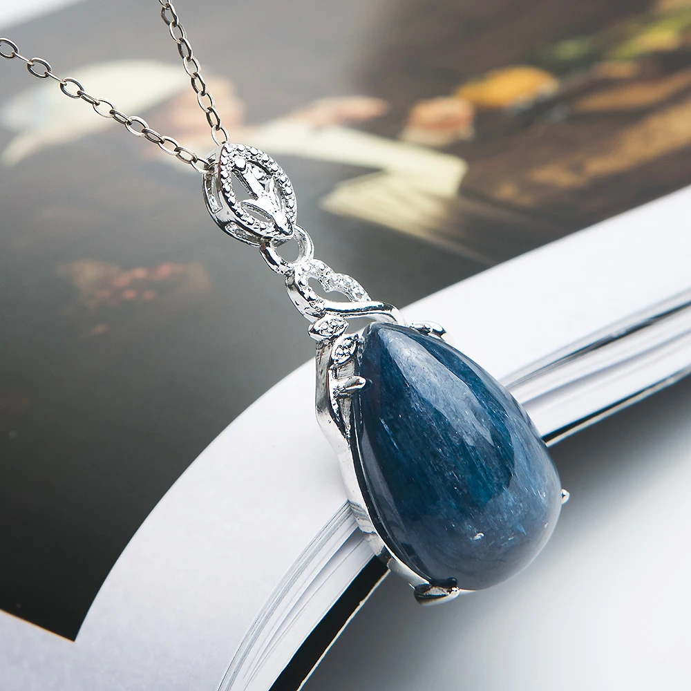 Кулон из натурального кианита темно-синий драгоценный камень кристалл