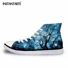 Женская Вулканизированная обувь INSTANTARTS, повседневные холщовые туфли на шнуровке с высоким верхом, обувь на плоской подошве для девушек, 2021