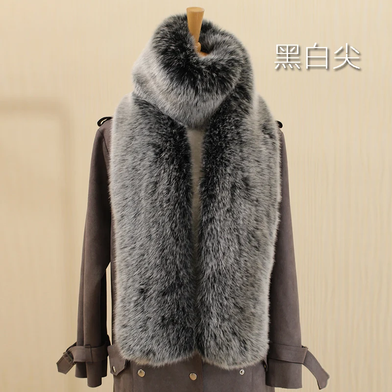 Женская зимняя меховая шаль воротник из шерсти Воротник лисьего меха Полоска