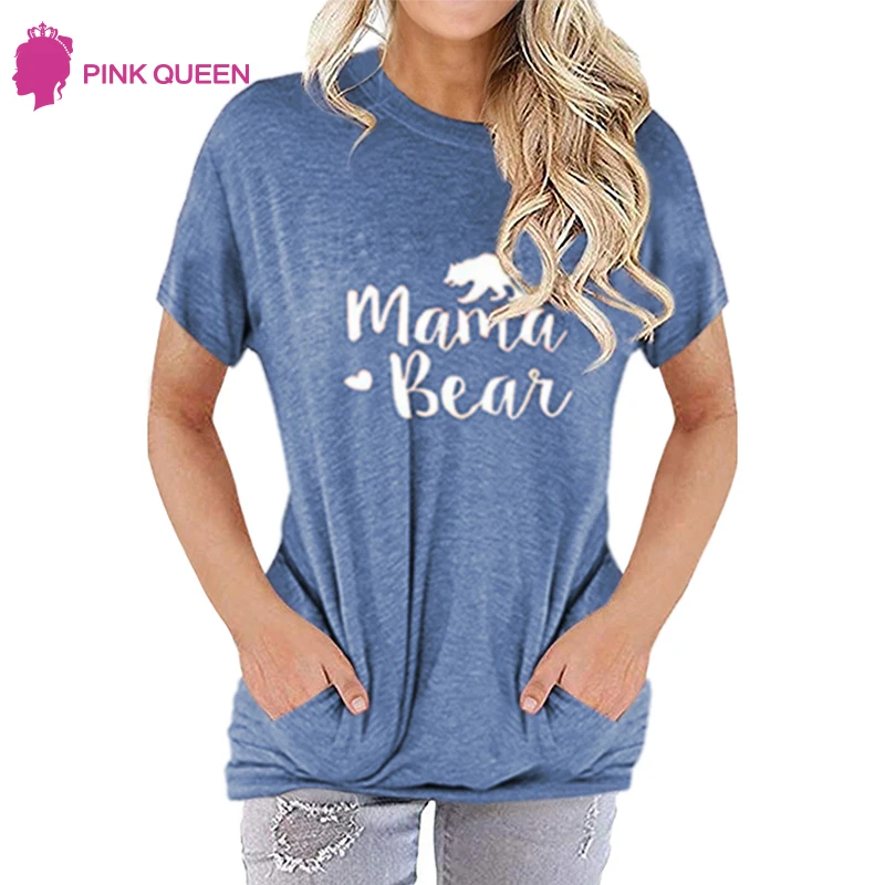 Женская футболка с надписью Mama Bear летняя повседневная короткими рукавами и