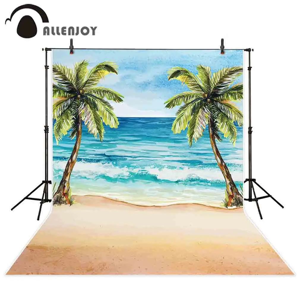 Allenjoy летняя фотография Фон пляж кокосовое дерево море акварель свадебный фон фотосессия фотостудия фотосессия реквизит
