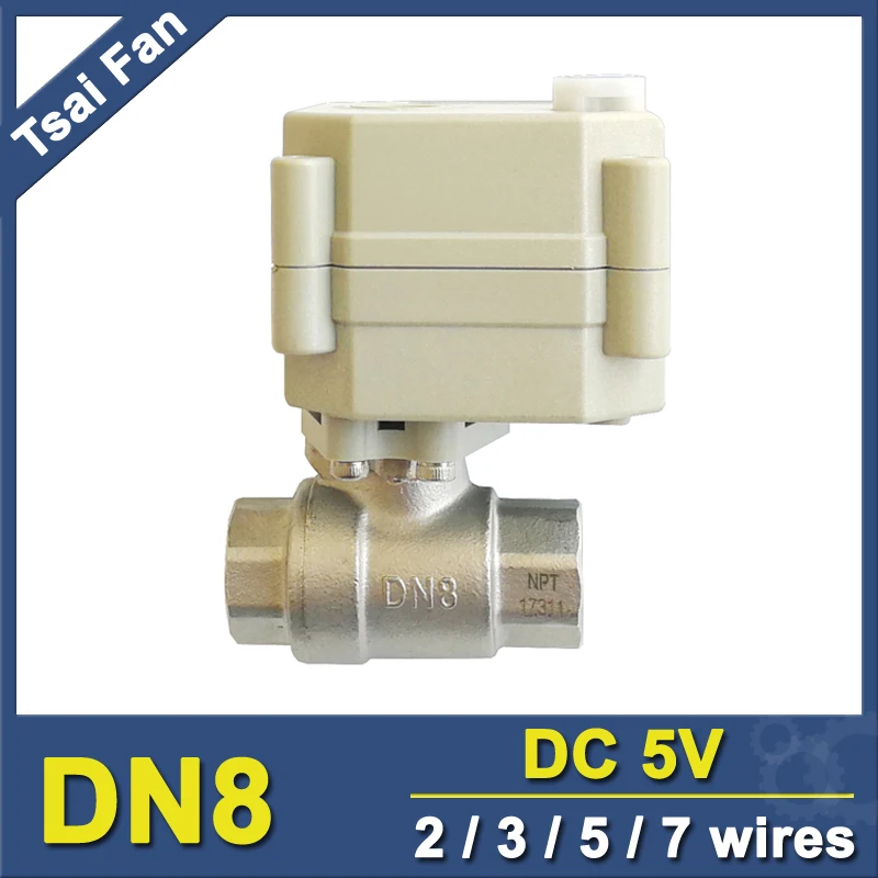DC5V нержавеющая сталь 1/4 ''моторизованный шаровой клапан с ручным управлением