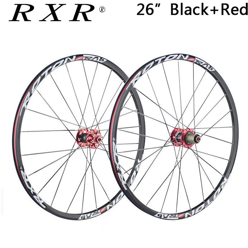 Black Red-26 Колеса для горных велосипедов 2" 27,5" 2" углеродная велосипедная ось для колес из углеволокна комплект велосипедных колес 7-11 s алюминиевый барабан колеса Тормозные колеса - Цвет: Black Red-26