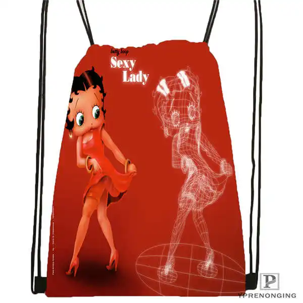 На заказ Betty Boop Drawstring рюкзак сумка милый рюкзак дети ранец(черная спинка) 31x40 см#180531-04-07 - Цвет: Drawstring Backpack