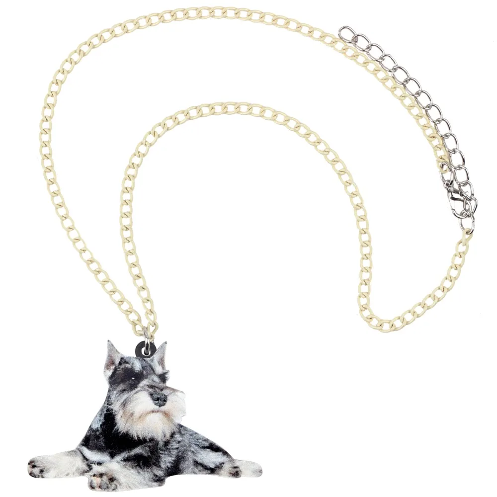 Bonsny Statement Acrylic Schnauzer Terrier Dog Necklace Pendant Chain Choker Novelty Animal Jewelry For Women Girls Gifts Charms | Украшения