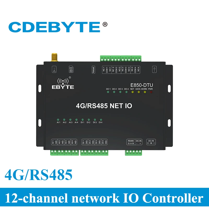 

E850-DTU(4440-4G) 4G 12-канальный сетевой контроллер ввода-вывода, дистанционный релейный модуль RS485, количество переключателей, аналоговый входной т...