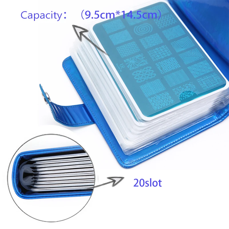 20 слотов ногтей пластины для стемпинга держатель Чехол 14 5 см * 9 Nail Art Stamp Plate