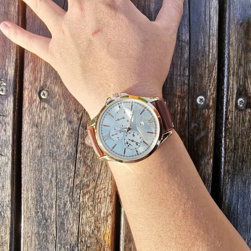 2019 большой циферблат мужские военные часы для отдыха Кожаный календарь