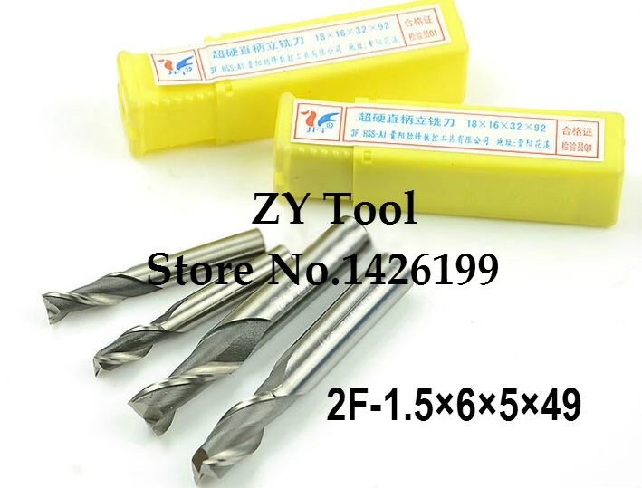 

High Quality 5pcs End Mill 1.5mm Two 2 Flute HSS & Aluminium End Mill Cutter CNC Bit, Milling tools,1.5*6*5*49