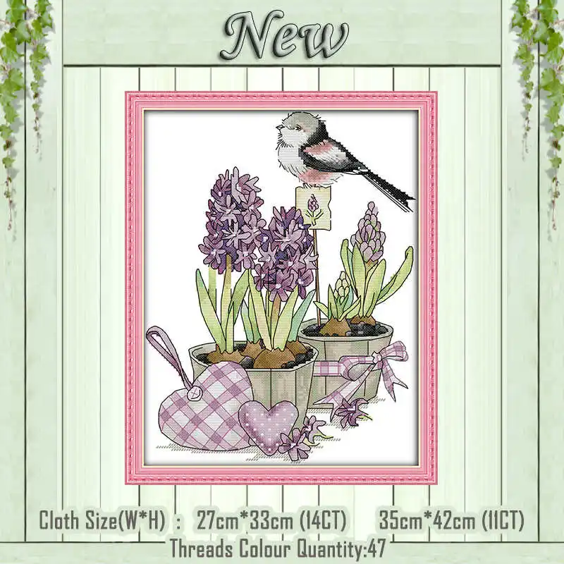 bird on a flowerpot Маленькие Птицы Животные Декор Картина 11CT узоры напечатаны на холсте 14CT рукоделие dmc Вышивка крестиком китайские наборы Наборы для вышивания - Цвет: bird on a flowerpot
