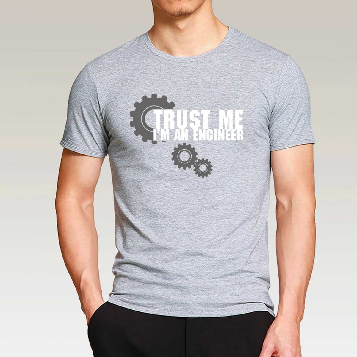 Мужская футболка с коротким рукавом, топы, футболки, harajuku Trust ME I AM AN ENGINEER, спортивная одежда, Хлопковая мужская футболка, брендовая модная футболка - Цвет: gray