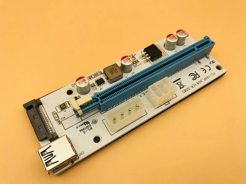 Новый Белый PCI E Riser 008 Express 1X 4x 8x 16x расширитель карта расширения 008S адаптер SATA 15pin