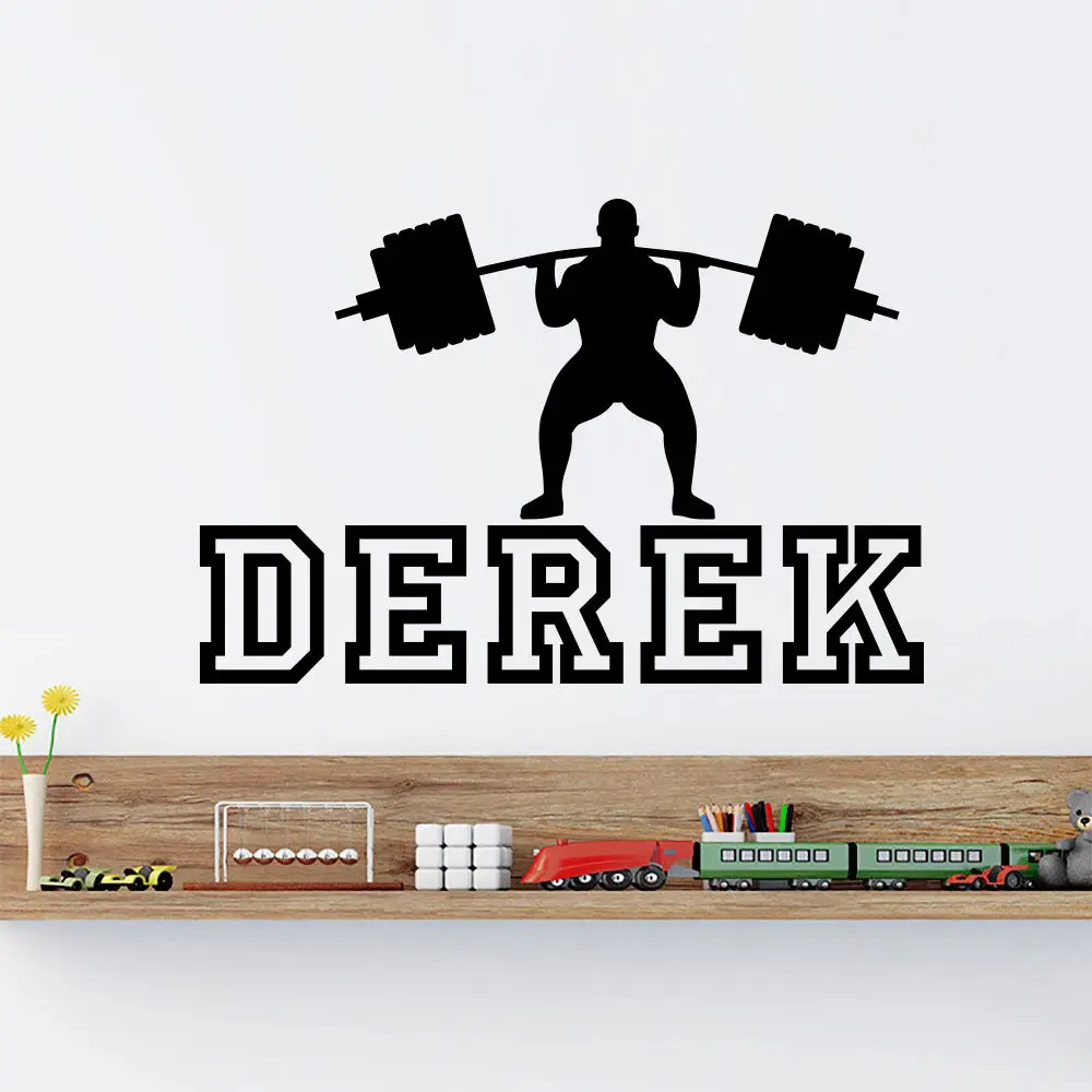 

YOYOYU Wall Decal Name Vinyl Room Decoration Sport Bodybuilding Decal Boy Nursery Decor Custom Art Removeable Mural YO352