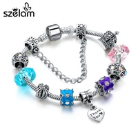 szelam 2019 new arrival colorful beads bracelets bangles silver heart bracelets for women diy jewelry pulseras sbr160180
