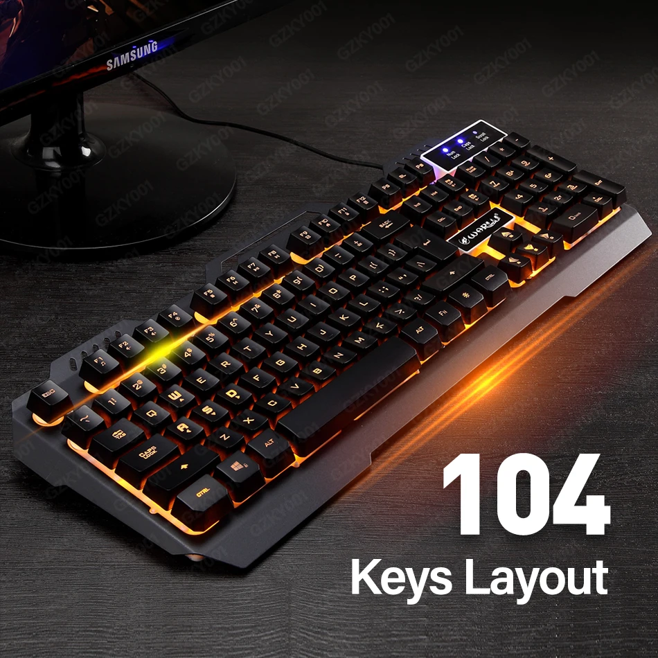 Проводная игровая клавиатура usb подсветка геймерская 104 клавиш для ПК ноутбука