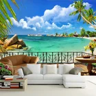 Фон для фотосъемки с 3d-рисунком, летняя пляжная терраса, пейзаж, настенная живопись на заказ, настенная бумага для гостиной, ТВ, контактная бумага